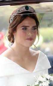 Princess eugenie tiara an amazing replica of the greville emerald tiara worn by princess eugenie at her wedding in october 2018. Princess Eugenie Wears Emerald And Diamond Tiara From The Queen S Collection That Dates Back To 1919