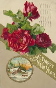 Craft Corner Antique Happy New Year Rose Postcard With A Happy New Year Message Highlighted By Beautiful Red Rose Christmas Art Crafts Happy New Year Images