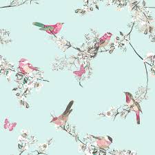 Blue Birds And Flowers Wallpaper Beautiful Birds Duck Egg Wallpaper Dunelm With Images Bird Wallpaper Bedroom Bird Wallpaper Floral Wallpaper