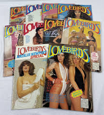 10 assorted vintage 1980s & 90s issues of Lovebirds adult erotic magazine,  to include Natalie Newp