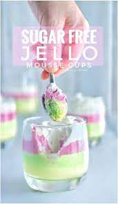 Who said going on a diet means you can't have dessert? Sugar Free Jello Mousse Cups Low Carb Rainbow Jello Easter Dessert Sugar Free Jello Free Desserts Desserts