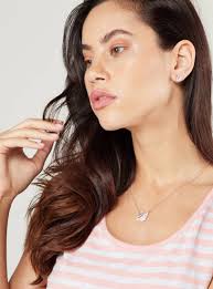 Shop Swan Studded Necklace and Earrings Set Online