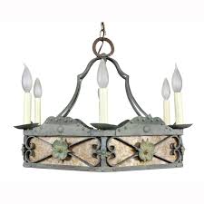I was very exited when i buy this amazing chandelier and it was completed with his set of 3 shades in vaseline glass. Arts Crafts Wrought Iron And Mica Chandelier David Neligan Antiques
