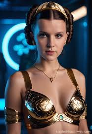 Millie Bobby Brown as Slave Leia Organa | Stable Diffusion Online