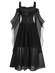 plus size butterfly sleeve lace up gothic halloween dress