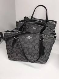 Black And White Bag Outline New Coach F57830 Signature Mini Kelsey Satchel Crossbody In Black Smoke Coach Handbags Satchel Coach