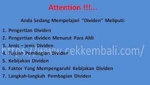 Sebagai pemegang saham perusahaan, kamu adalah pemilik bagian, dan dapat. Pengertian Dividen Jenis Tujuan Dan Kebijakan Cekkembali