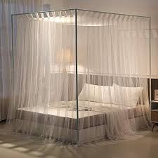 Canopy bed frame queen with curtains. Mengersi Simple 4 Corners Post Curtain Bed Canopy Bed Frame Canopies Net Bedroom Decoration Accessories Queen White Pricepulse