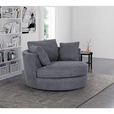 Round swivel chairs for living room. Boyel Living 54 In Dark Gray Charcoal Fabric Swivel With Toss Pillows Round Barrel Chair Accent Chair Wf Hfsm 187c The Home Depot