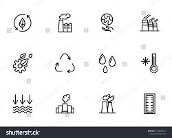 environment protection line icon set factory recycling water drops ecology concept can be used for topics like nature ind line icon icon set line design
