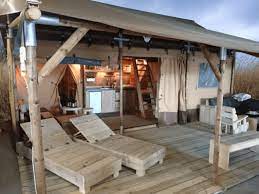 Englisches wohnmobilheim (bj 1995) 6 personen, 3 x 10 m groß mit holzveranda, 3 schlafzimmer, wohnraum, küchenzeile, ohne vorzelt oder sonnensegel Camp Langholz Chillparadies Am Ostseestrand Beach Tent Diy Beach Tent Camping Hacks Diy