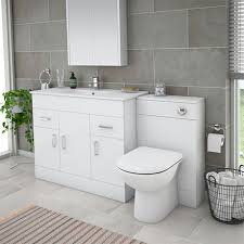 The bathroom is associated with the weekday morning rush, but it doesn't have to be. Turin 1500mm Gloss White Vanity Unit Bathroom Suite Depth D400 200mm At Victorian Plumbing Uk