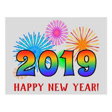 Fun Rainbow Colors 2019 Happy New Year Postcard New Year Postcard New Year Greeting Messages New Year Greetings