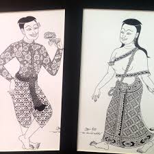 Original Thai Traditional Figure Drawing Figure Drawing Thai Art Original Drawing