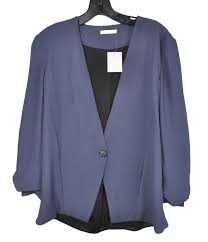 Pleione Black Navy Dark Chain Jacket Blazer Size 12 L