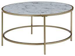 The smooth faux marble table top paired with clean lines create a crisp look. Convenience Concepts Gold Coast 33 Round Faux Marble Coffee Table In Gold Metal Contemporary Coffee Tables By Convenience Concepts Houzz