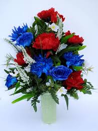 Also, when working with small vases, you require fewer flowers. Amazon Com Spring Cemetery Vase Filler With Red And Blue Roses White Accent Flowers And Blue Spider Lilies For Mother S Day Memorial Day July 4th Or Father S Day Handmade