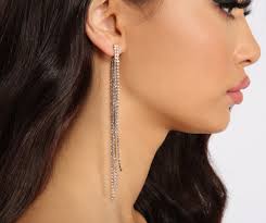 Radiant Beauty Rhinestone Fringe Earrings Collection
