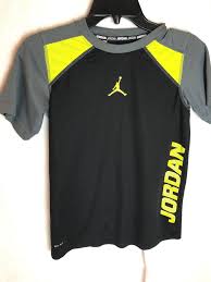 Black And Yellow Jordan Shirt Nike Dri Fit Jordan Training Shirt Size Medium 10 12 Fitted Black Neon Gray Nike Training Shirts Black Neon Nike Dri Fit