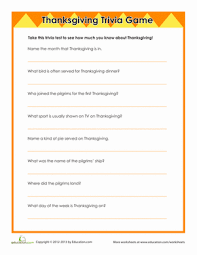 How many planets are there in the solar system? Thanksgiving Trivia Worksheet Education Com