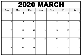 Calendar For March 2020 Printable Free Printable Calendar 2020 In 2020 Calendar Printables Calendar Template Calendar Word