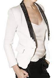 Balmain Studded White Leather Open Front Jacket Open Front Jacket Studded Leather Jacket Jackets