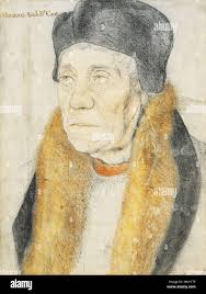 English: Portrait of William Warham, Archbishop of Canterbury. Black,  white, and coloured chalks, with traces of silverpoint, 49.7 × 30.9 cm,  Royal Collection, Windsor Castle. William Warham (1450–1532) had been  Archbishop