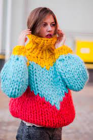 Cable knit detail on the front. Chunky Knit Sweater With Heart Multicolor Knitted Turtleneck Extreme Knitting Bomber Bulky Wool Knitwear Oversized Sweater For Her Huge Knits Chunky Knits Sweater Extreme Knitting