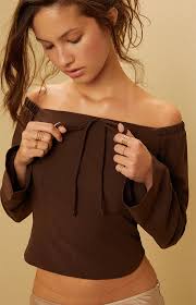 Off-The-Shoulder Button Front Top