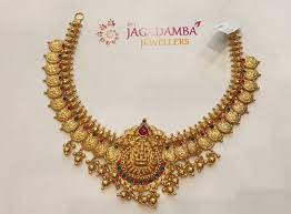 130219 Nakshi Laxmi Necklace 32 Gms Beautiful Gold Necklace With Lakshm Gold Jewelry Simple Necklace Gold Necklace Indian Bridal Jewelry Gold Jewelry Fashion