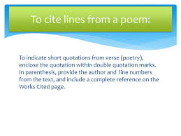 Poem works cited ohye mcpgroup co. Ppt Citing Poetry In Mla Style Powerpoint Presentation Free Download Id 2104973