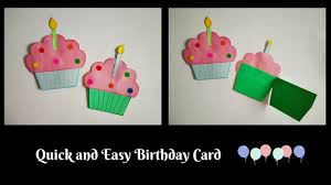 How to make a cake card. Birthday Card In 5 Minutes Quick And Easy Cup Cake Shaped Handmade Greeting Card Diy Youtube
