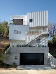 Stack House Exterior Facade Composition Hill Slope Section Stairs Cube Broken Garage Architecture House Hillside House House Design
