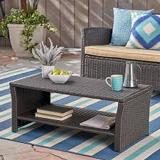 Christopher Knight Home 305900 Justin Outdoor Wicker Coffee Table Brown Black Wicker Coffee Table Outdoor Coffee Tables Patio Furniture Deals