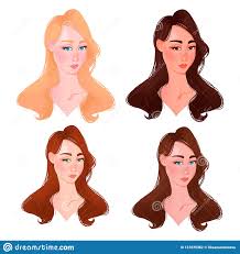 set of beautiful woman face color type stock vector