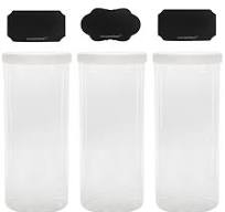 Cornucopia Brands Tall Clear Plastic Canisters w Lids and Labels (3-Pack,  2.5QT, 10-Cup); 10in High BPA-Free PET Jars for Food & Home Storage (80 ...