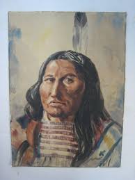 Original Signed Watercolor 22 X 16 IN. .. FREDERICK M. RUSH, CHIEF KICKING  BEAR