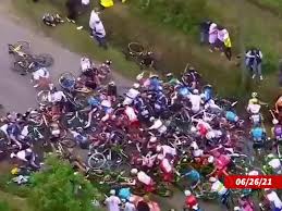 The tour de france was thrown into chaos after a fan caused a massive crash that wiped out half of the peloton. 8g6jqgz8kf1xrm