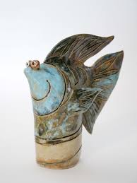 Flach Fisch Mit Spitzer Flosse Keramik Fisch Fische Kunst