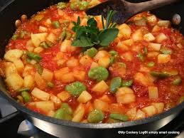 Dicke Bohnen Eintopf Mit Tomaten Kartoffeln Und Mediterranen Krautern My Cookery Log Dicke Bohnen Eintopf Dicke Bohnen Rezepte Dicke Bohnen