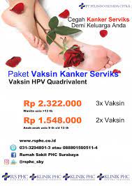 Untuk anda yang ingin melakukan papsmear dan vaksinasi kanker serviks, manfaatkan promo kartini papsmear seharga rp 400.000 dan vaksinasi kanker serviks rp 2.500.000. Rumah Sakit Phc Surabaya Cegah Kanker Serviks Demi Keluarga Anda