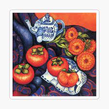 Muqi was one of the two great exponents of the spontaneous mode of. Six Persimmons Sticker By Tamiteegee Redbubble