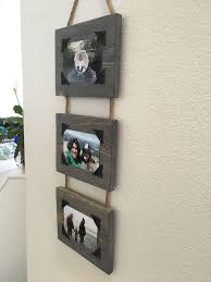 Three Tier Hanging Wood Photo Frame Wood And Rope Picture Wood Frames Diy Picture Frame Crafts Rustic Frames