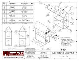 Cat House Build Plans And Instructions Drawing Cat House Plans Cat House Wooden Cat House