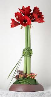 Flower Arrangement With Amaryllis And Hypericum Floral Arrangement