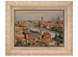 La Cornice In Legno Finemente Decorata Di Colore Avorio E Oro Si Adatta Ad Ambienti Classici E Raffinati Il Soggetto E Un Arazzo Raffi Paesaggi Arazzi Cornici