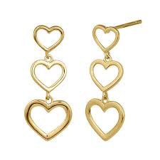 Our stunning gold heart dangle earrings features a cool dangle earpin with a pretty heart charm. Solid 14k Yellow Gold Dangle Heart Earrings