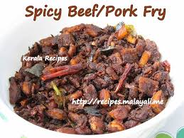 Spicy Beef Pork Fry Irachi Varuthathu Recipes Kerala Food Fried Pork