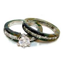 Ladies Camo 15 Stone Wedding Set Camo Wedding Rings Camo Wedding Rings Sets Camo Wedding Bands