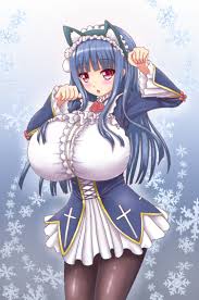 Rule 34 Dev - 1girl alternate_breast_size animal_ears blue_hair blush  breasts btk cat_ears female_focus frills headwear_request  honoo_no_haramase_oppai_nyuu_doukyuusei huge_breasts komachi_mifuyu  long_hair looking_at_viewer maid open_mouth pantyhose ...